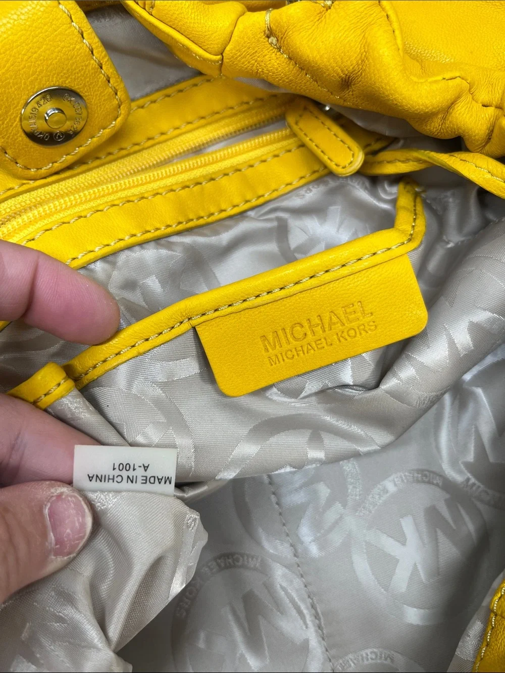 Michael Kors Yellow Pleated Shoulder Bag with Chain Detail